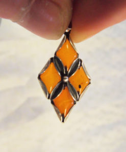 Amber Pendant Gemstone Necklace Handmade Gothic Antique Vintage Jewelry Protection