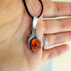 Amber Pendant Silver Gemstone Necklace Sterling 925 Handmade Gothic Antique Vintage Jewelry Protection