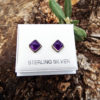 Amethyst Earrings Silver Studs Gemstone Handmade Sterling 925 Purple Gothic Dark Jewelry