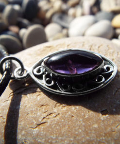 Amethyst Pendant Gemstone Silver Necklace Handmade Protection Sterling 925 Gothic Jewelry Bohemian