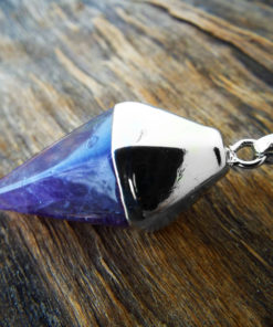 Amethyst Pendulum Pendant Silver Handmade Necklace Gemstone Stone Gothic Magic Dark Wicca Pointer Jewelry