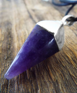 Amethyst Pendulum Pendant Silver Handmade Necklace Gemstone Stone Gothic Magic Dark Wicca Pointer Jewelry