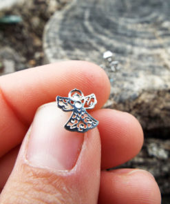 Angel Earrings Studs Silver Handmade Jewelry Gothic Symbol Wings Bohemian Dark