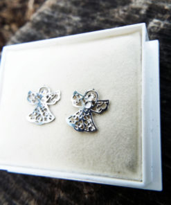 Angel Earrings Studs Silver Handmade Jewelry Gothic Symbol Wings Bohemian Dark
