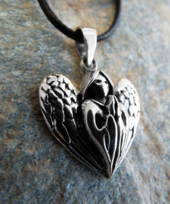 Angel Pendant Silver Handmade Necklace Wings Necklace Spiritual Protection Gothic Dark Jewelry