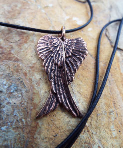 Angel Wings Pendant Handmade Necklace Feather Gothic Dark Bronze Jewelry