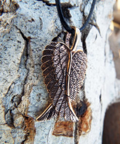 Angel Wings Pendant Handmade Necklace Feather Gothic Dark Bronze Jewelry