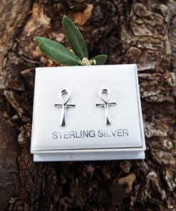 Ankh Earrings Studs Handmade Silver Cross Egyptian Ancient Gothic Dark Sterling 925 Jewelry