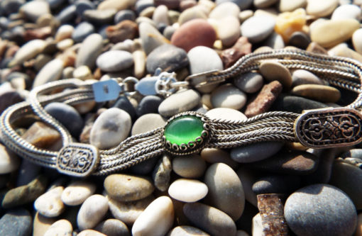 Aventurine Bracelet Silver Cuff Dangle Chain Sterling 925 Handmade Green Gemstone Gothic Dark Antique Vintage Jewelry βραχιολι ασημι