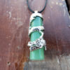 Aventurine Dragon Pendant Gemstone Pendulum Silver Necklace Cylinder Handmade Gothic Magic Dark Wicca Jewelry