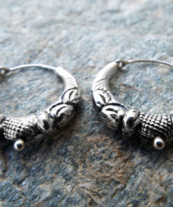 Bali Hoop Earrings Silver Balinese Sterling 925 Tribal Handmade Jewelry Patterned Traditional