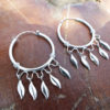 Bali Hoop Earrings Silver Balinese Sterling Dangle 925 Dreamcatcher Leaf Tribal Handmade Jewelry Patterned Traditional