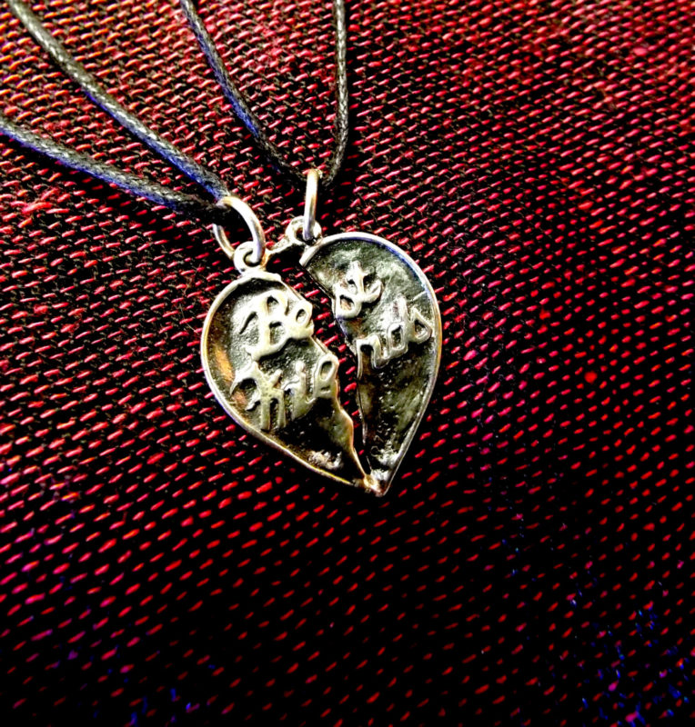Best Friends Necklace Pendant Heart Sterling Silver Handmade 925 Friendship Love Partner Sisters