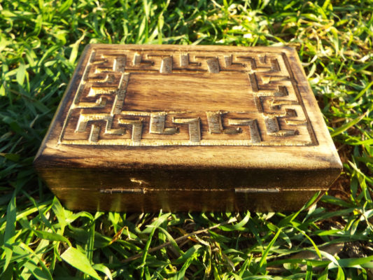 Box Meander Symbol Ancient Greek Wooden Carved Handmade Trinket Jewelry Greek Labyrinth Key Pattern Mango Tree Wood Eco Friendly