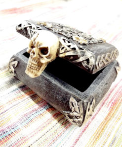 Box Skull Gothic Ceramic Handmade Dark Trinket Jewelry Painted Celtic Magic