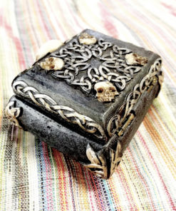 Box Skull Gothic Ceramic Handmade Dark Trinket Jewelry Painted Celtic Magic