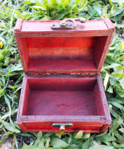 Box Vintage Handmade Wooden Genuine Leather Treasure Chest Jewelry Trinket Antique Vintage Gothic