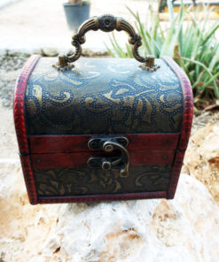 Box Wooden Floral Leaves Handmade Genuine Leather Vintage Treasure Chest Jewelry Trinket Antique Vintage Gothic