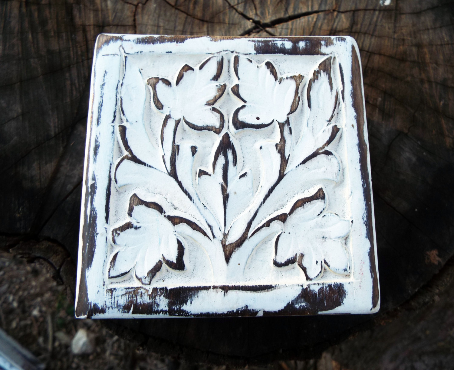 Box Wooden Flower Jewelry Carved Antique Vintage Handmade Home Decor Indian Floral Mango Tree Wood Trinket Treasure Chest Eco Friendly