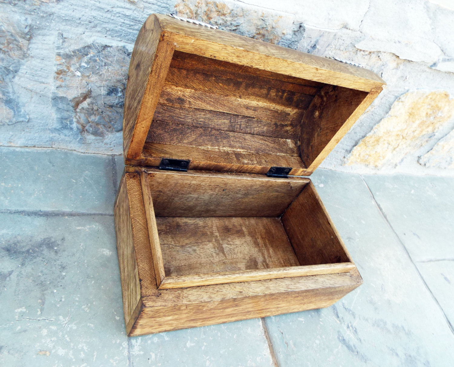 Box Wooden Flower Jewelry Carved Handmade Antique Vintage Home Decor Indian Floral Mango Tree Wood Trinket Leaf Treasure Chest Eco Friendly