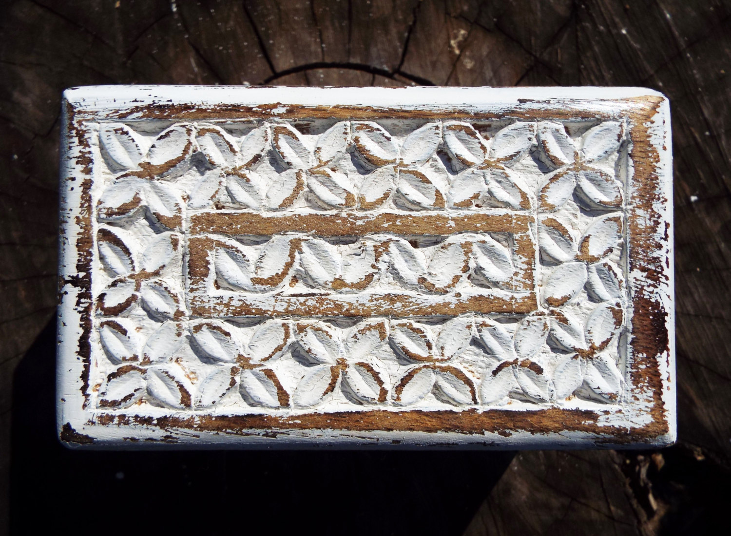 Box Wooden Flower Jewelry Carved Handmade Antique Vintage Home Decor Indian Floral Mango Tree Wood Trinket Leaf Treasure Chest Eco Friendly