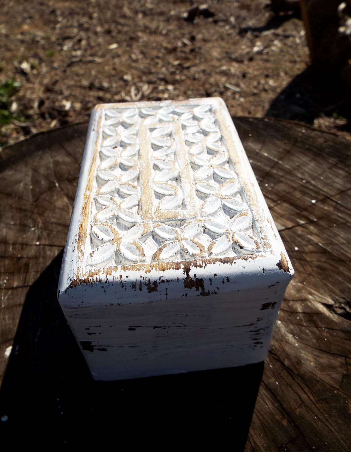 Box Wooden Flower Jewelry Carved Handmade Antique Vintage Home Decor Indian Floral Mango Tree Wood Trinket Leaf Treasure Chest Eco Friendly