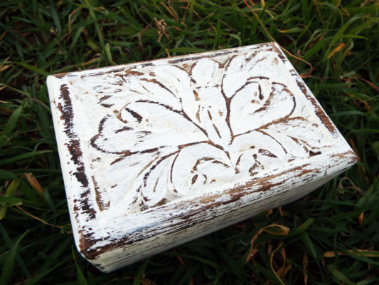 Box Wooden Flower Jewelry Carved Handmade Antique Vintage Home Decor Indian Floral Mango Tree Wood Trinket Leaf Treasure Chest Eco Friendly