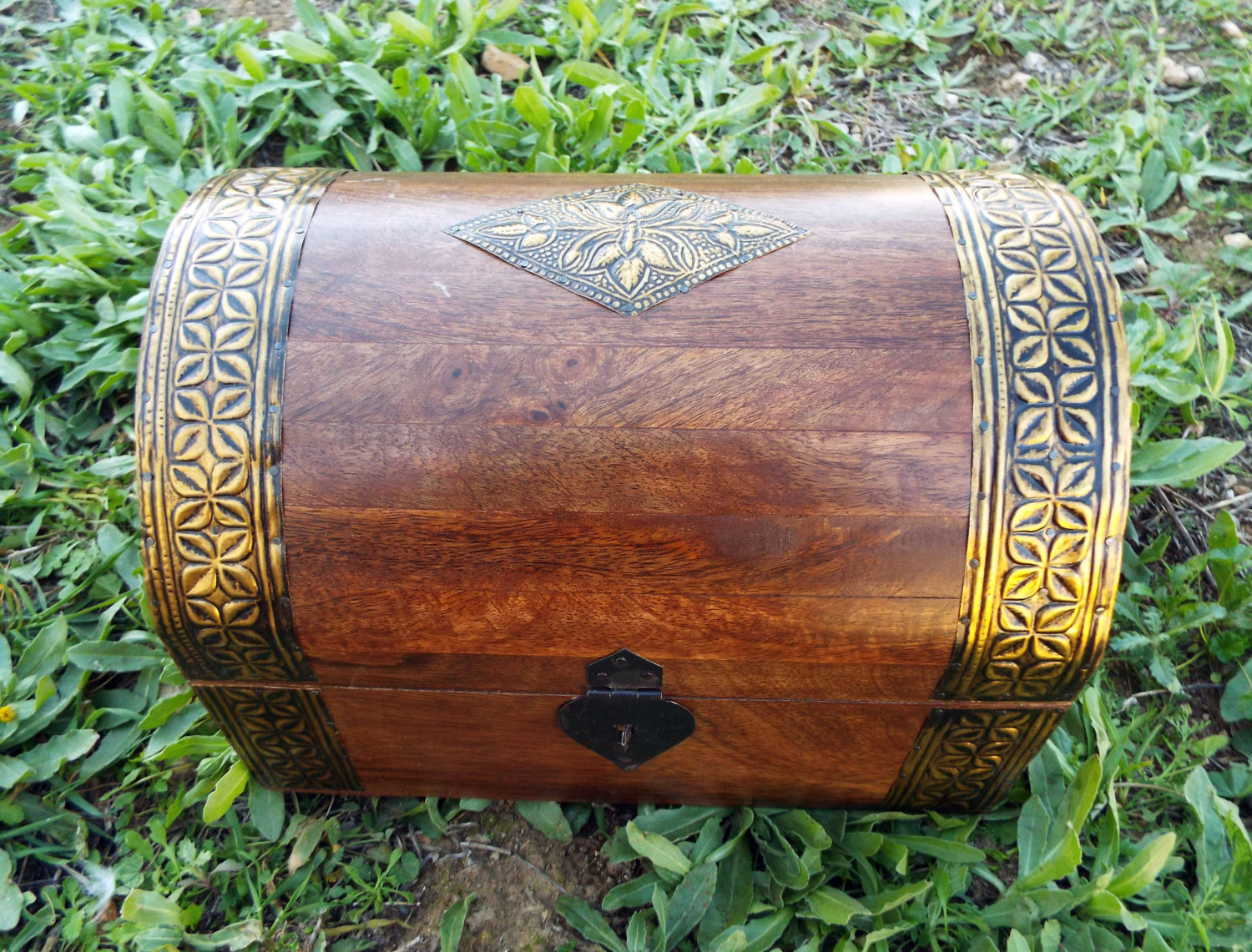 Box Wooden Flower Jewelry Carved Handmade Antique Vintage Home Decor Indian Floral Mango Tree Wood Trinket Leaf Treasure Chest Eco Friendly