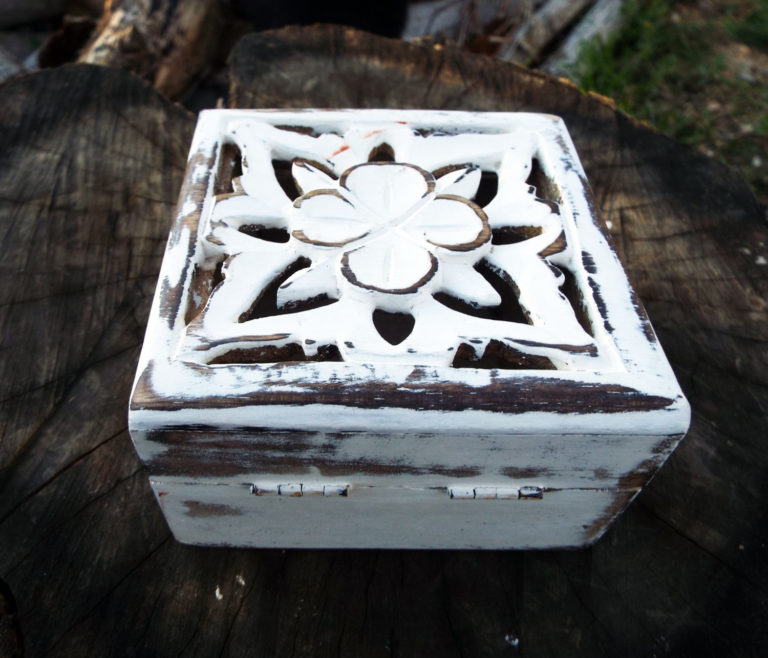 Box Wooden Flower Jewelry Carved Handmade Antique Vintage Home Decor Indian Floral Mango Tree Wood Trinket Treasure Chest Eco Friendly