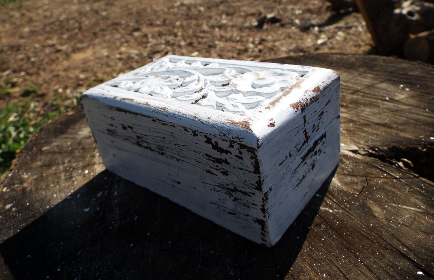 Box Wooden Flower Jewelry Carved Handmade Home Decor Indian Floral Antique Vintage Mango Tree Wood Trinket Leaf Treasure Chest Eco Friendly