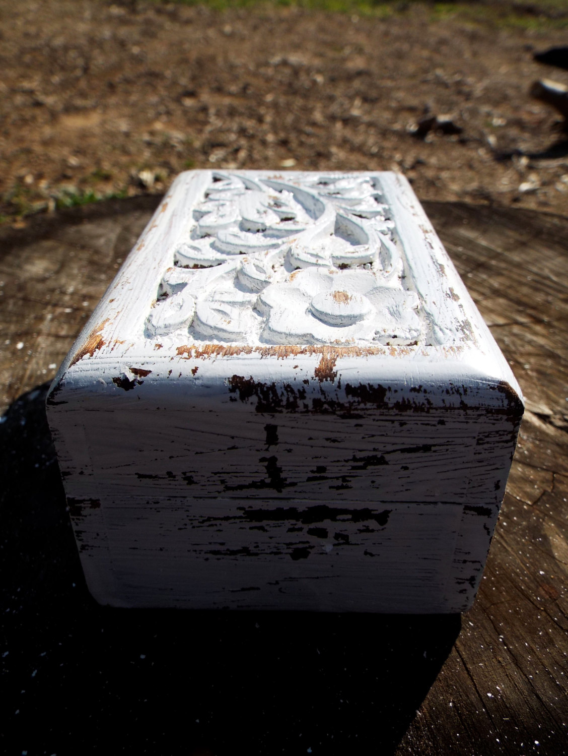 Box Wooden Flower Jewelry Carved Handmade Home Decor Indian Floral Antique Vintage Mango Tree Wood Trinket Leaf Treasure Chest Eco Friendly