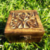 Box Wooden Flower Jewelry Carved Handmade Home Decor Indian Floral Mango Tree Wood Trinket Leaf Treasure Chest Eco Friendly