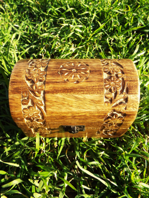 Box Wooden Flower Jewelry Carved Handmade Home Decor Indian Floral Mango Tree Wood Trinket Treasure Chest Casket Eco Friendly