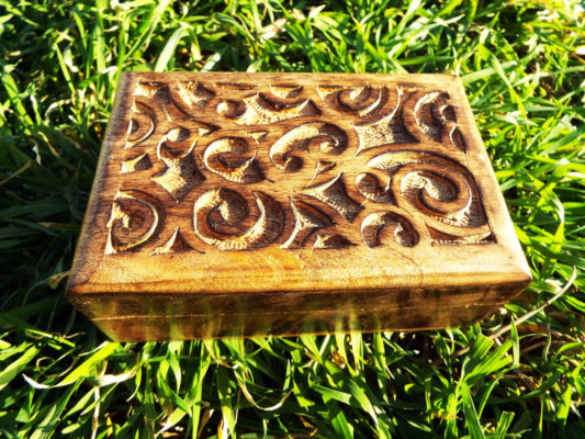 Box Wooden Handmade Carved Spiral Swirl Symbol Celtic Jewelry Box Home Decor Mango Tree Wood Eco Friendly