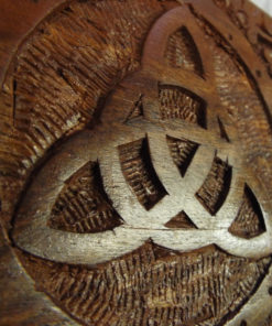 Box Wooden Jewelry Celtic Triquetra Hand Carved Handmade Floral Treasure Chest Home Decor Trinket