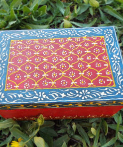 Box Wooden Jewelry Hand Painted Handmade Flower Balinese Home Decor Indian Floral Trinket Velvet Treasure Chest