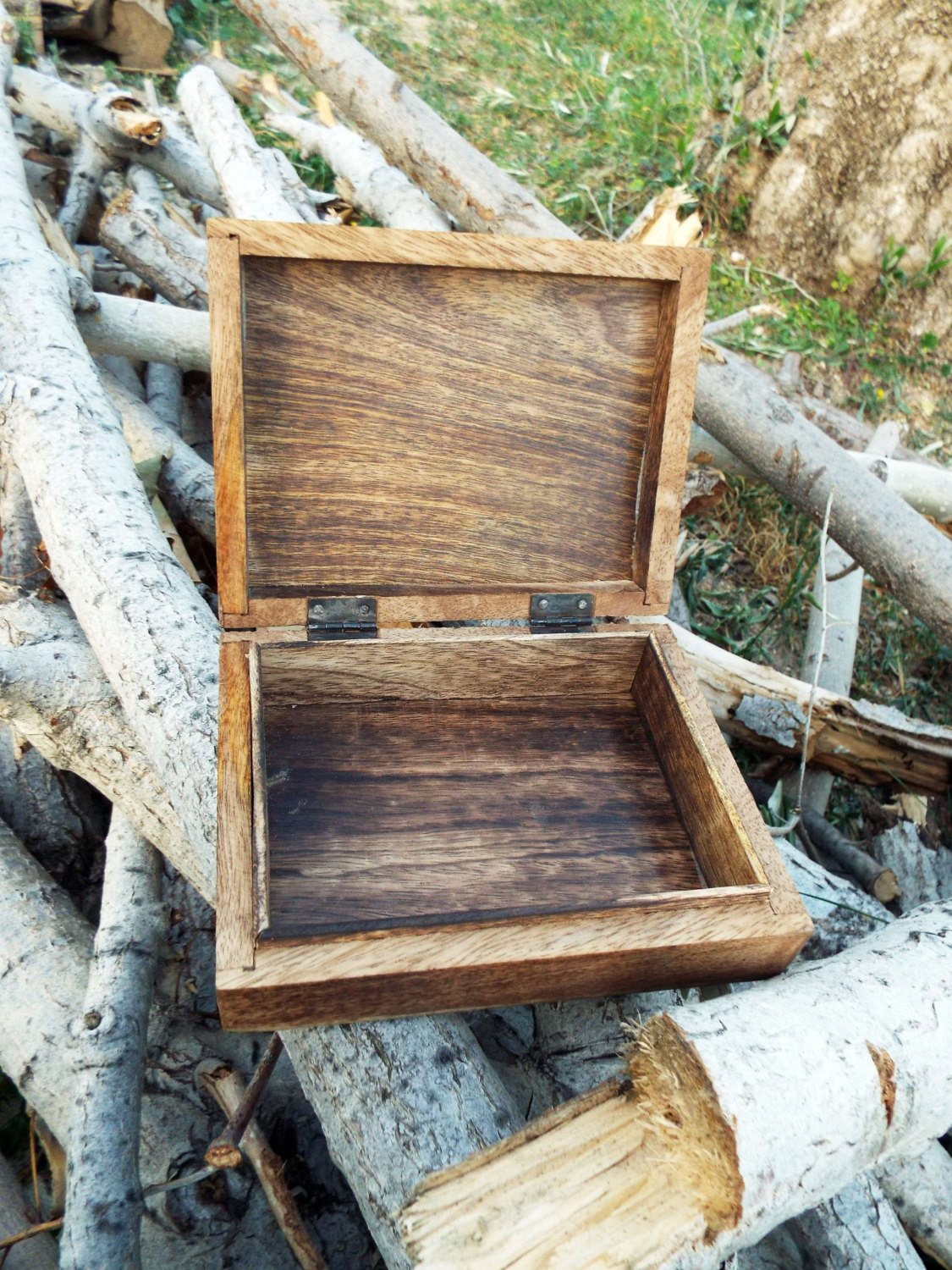 Box Wooden Pentagram Jewelry Hand Carved Handmade Floral Home Decor Trinket Gothic Wiccan Magic Pagan Treasure Chest