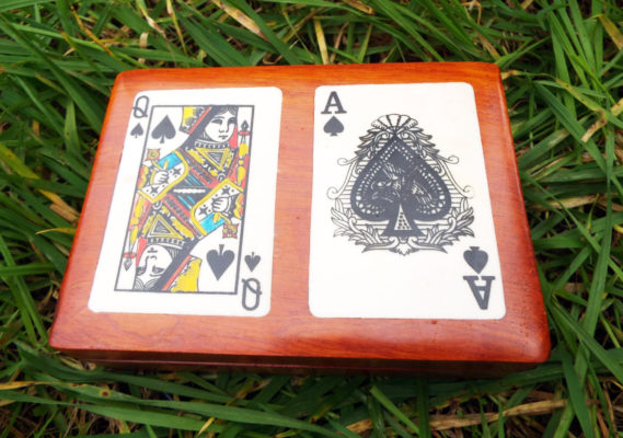 Box Wooden Tarot Playing Cards Reading Handmade Trinket Wood Gothic Magic Magician Black Spades Queen Ace κουτι ξυλινο