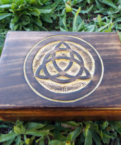 Box Wooden Triquetra Celtic Symbol Handmade Carved Gothic Dark Home Decor Trinket Treasure Chest