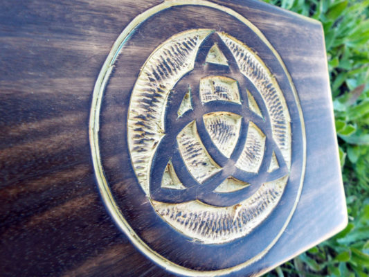 Box Wooden Triquetra Celtic Symbol Handmade Carved Gothic Dark Home Decor Trinket Treasure Chest