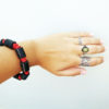 Bracelet Basalt Lava Rock Handmade Red Coral Strength Protection