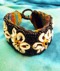 Bracelet Beaded Floral Flower Handmade Seashell Shell Spiral Cotton Hippie Boho Jewelry Beach
