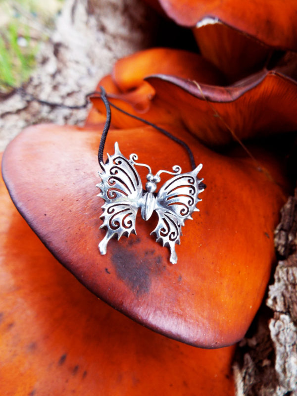 Butterfly Pendant Silver Handmade Necklace Sterling 925 Animal Symbol Protection Antique Vintage Jewelry
