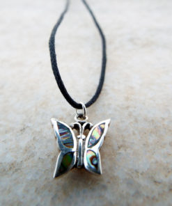 Butterfly Pendant Silver Sterling Abalone Handmade Seashell Shell 925 Necklace Wings Beach Sea Ocean