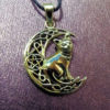 Cat Moon Pendant Pentagram Bronze Handmade Witch Halloween Necklace Celtic Jewelry Pagan Protection Symbol