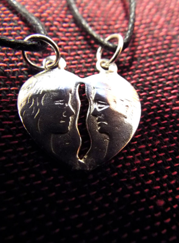 Couple's Necklace Pendant Anniversary Sterling Silver 925 Adam and Eve Romance Love Marriage