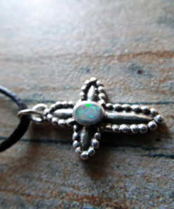 Cross Pendant Silver Opal Sterling 925 Handmade Gemstone Necklace Christian Religious Jewelry Crucifix Symbol 1