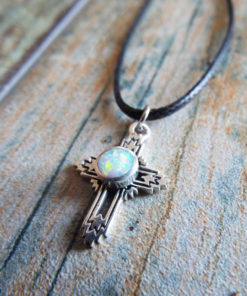 Cross Pendant Silver Opal Sterling 925 Handmade Gemstone Necklace Christian Religious Jewelry Crucifix Symbol 2