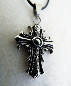 Cross Pendant Silver Stainless Steel Handmade Necklace Christian Religious Crucifix Jewelry Symbol
