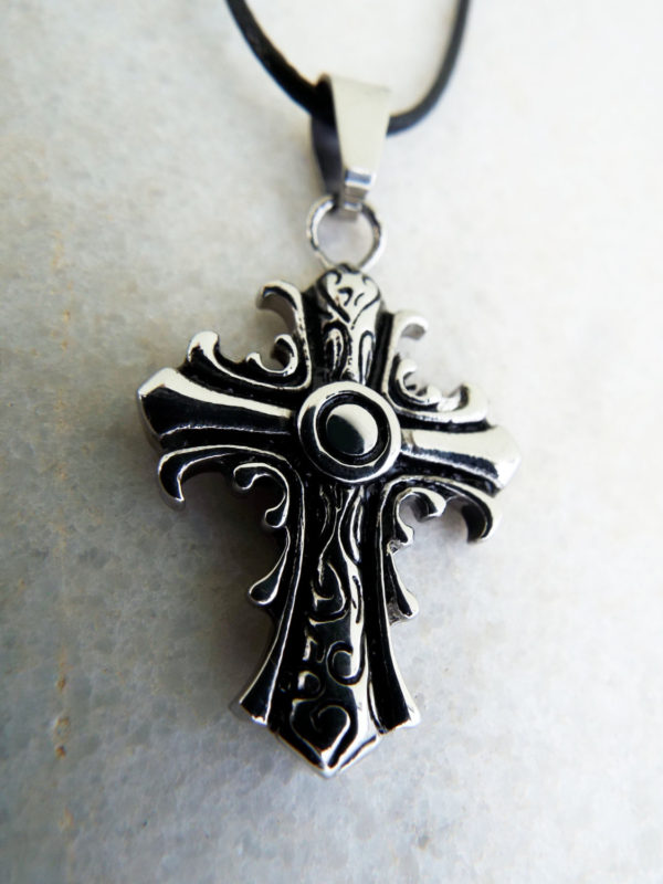 Cross Pendant Silver Stainless Steel Handmade Necklace Christian Religious Crucifix Jewelry Symbol